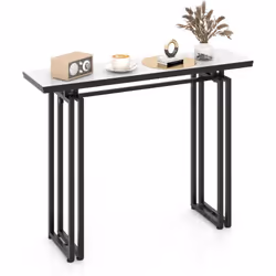 Description : Cette table de console est dotée d'un plateau en faux marbre et de pieds en métal. Grâce à son plateau de table ...