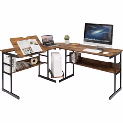 Description : Le bureau en forme de ‘L’ s'intègre parfaitement dans un coin pour économiser beaucoup d'espace. Il peut être d ...