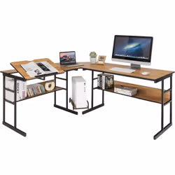 Description : Le bureau en forme de ‘L’ s'intègre parfaitement dans un coin pour économiser beaucoup d'espace. Il peut être d ...