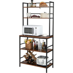 Costway - tagère de Cuisine à 5 Niveaux, Support pour Four à Micro-Ondes avec Étagères Ouvertes, Dispositif Anti-Renversement, pour Salon, Salle de
