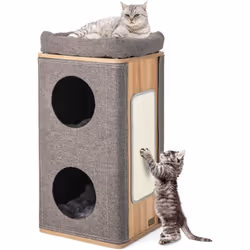 Description : Notre maison pour chat en forme de tonneau est conçue avec 2 condos et 1 perchoir confortable. Le griffoir est ...