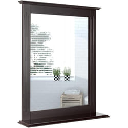 Miroir Mural Salle de Bain Rectangulaire avec Tablette de Rangement,Cadre Imperméable en Bois,Installation Facile,Apparence Elégante 57 x 12 x 68CM