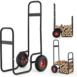 Costway - Chariot à Bois, Chariot de Bûches Charge 136 kg avec Roues en Caoutchouc, Chariot de Transport, Diable 2 Roues Intérieur Extérieur pour