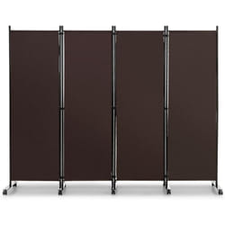 Costway - Paravent Intérieur à Roulette 4 Panneaux Pliable, Brise-Vue, Cloison de Séparation Pièce sur Pied Protéger Privée, 225x173CM (Café)