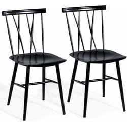 Costway - Chaise Salle à Manger Lot de 2, Chaise Cuisine en Métal, Hauteur d'Assise 43,5 cm, Dossier en Forme de x, Style Industriel, pour Bistrot,