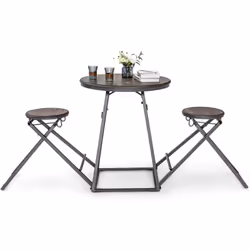 Description : Nos tabourets sont reliés à la table ronde et peuvent être facilement pliés et rangés sous la table. Cette conc ...