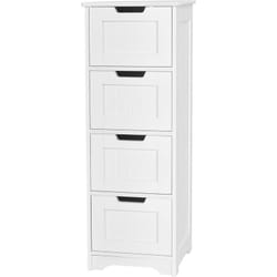 COSTWAY Meuble Salle de Bain 4 Tiroirs, Commode Salle de Bain Blanc, Meuble de Rangement, Montage Facile, Kit Anti-Renversement Inclus, 30 x 30 x 83