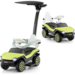 Costway - 3 en 1 Volkswagen Voiture à Pousser Enfants 1-3 Ans avec Poignée Réglable, Voiture Porteur Bébé avec Auvent et Garde-Corps de Sécurité,