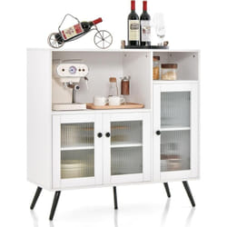 Costway - Meuble de Rangement, Buffet Industriel avec Placard 3 Portes, 2 Etagères de Rangement, 100 x 39,5 x 100 cm, pour Salon, Salle à Manger,