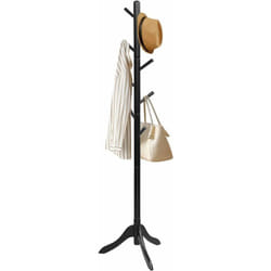 Costway - Porte Manteaux en Bois 8 Crochets, Portant à Vêtement sur Pied, Hauteur Réglable 138/175cm, Porte-Manteau pour Entrée, Chambre, Dortoir,