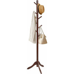 Costway - Porte Manteaux en Bois 8 Crochets, Portant à Vêtement sur Pied, Hauteur Réglable 138/175cm, Porte-Manteau pour Entrée, Chambre, Dortoir,