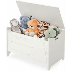 Costway - Coffre à Jouets en Bois avec Couvercle Rabattable, Rangement Jouet pour Filles Garçons avec Motif de Crocodile Vert, Idéal pour Chambre