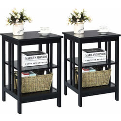 Costway - Table de Chevet Lot de 2, Table d'Appoint Chevet pour Chambre, Salon, 40x40x61cm (Noir)