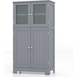 COSTWAY Meuble de Salle de Bain avec 4 Portes avec Etagère Réglable, Colonne Salle de Bain Armoire Haute pour Salon,Chambre,Bureau,Cuisine, 60 x 30 x