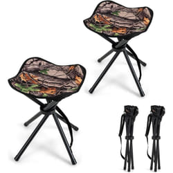 Ensemble de 2 Tabourets de Camping Pliants, Siège de Pêche Léger avec Sangle d'Épaule, Tabouret Trépied Portable pour Randonnée, Chasse, Voyages ou