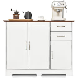 Costway - Buffet Cuisine, Meuble Bas Cuisine 2 Placards 2 Tiroirs, Étagère Réglable, Buffet Salle à Manger pour Cuisine, Salon, Blanc, 100 x 40 x 78