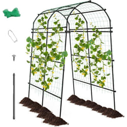 Costway - Arche de Jardin en Métal 230CM pour Plantes Grimpantes, Treillis pour Concombres Revêtu pe pour Vignes/Légumes/Fleurs, Décoration pour