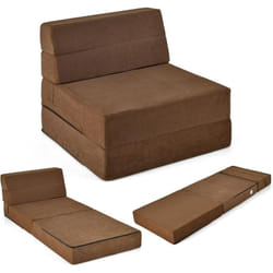 Costway - Matelas Lit Fauteuil Pliable, Futon Convertible en Mousse Haute Densité de 15 cm, Chauffeuse 1 Place avec Housse Amovible et Lavable, Clic