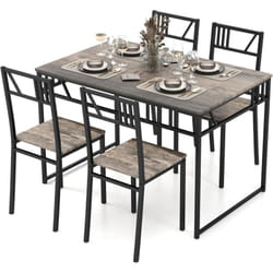 Costway - Table à Manger avec 4 Chaises, Ensemble Table et 4 Chaises, Cadre en Métal Noir, Table Cuisine Rectangulaire 110x70cm pour Salle à Manger,