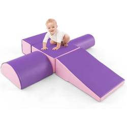 Costway - 5PCS Parcours Motricité Bébé en Mousse epe avec Housse en pu, Module Motricité Bébé avec Fermeture Clair, Jouets Éducatifs Colorée pour