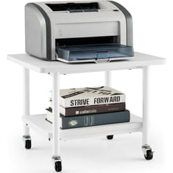 Costway - Support d'Imprimante à 2 Niveaux, Meuble Imprimante avec 4 Roues (2 verrouillables) et Étagère de Rangement pour Dossier, Organisateur de