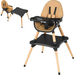 Costway - 4 en 1 Chaise Haute Bébé Convertible Plateau Réglable en 4 Etapes-Peut être Démonté en une Table et une Chaise avec Coussin