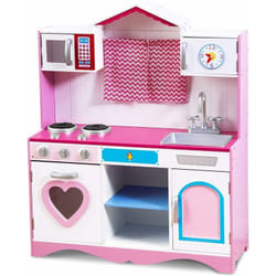 Costway - Cuisine Enfants avec Horloge Ludique & Son Réaliste, Jeu de Cuisine Enfants avec Micro-Ondes & Evier, Jouet d'Imitation pour Enfants de 3