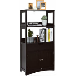 Costway - Meuble de Rangement avec Tiroir et Etagère, Armoire de Salle de Bain avec 2 Compartiments Ouverts et Placard 2 Portes, pour Cuisine,