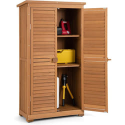Costway - Armoire de jardin/Abri de Jardin en Bois 160 Cm, Toit en Asphalte, 2 Portes Verrouillables avec Loquet, Armoire Cabane de Jardin Exterieur