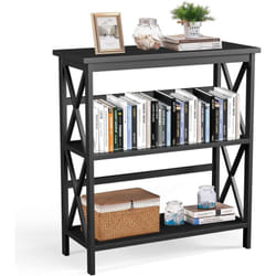 Costway - Bibliothèque Étagère de Rangement, Table Console en Bois à 3 Niveaux, Dispositif Anti-Basculement, pour Entrée, Salon, Chambre, Bureau