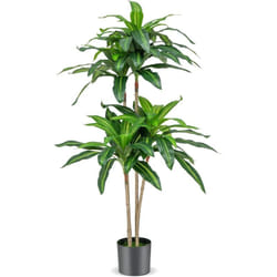 Arbre Artificiel de 140 cm de Haut, Fausse Plante Dracaena avec 92 Feuilles Pot en Ciment Couverture de Mousse, sans Entretien, pour Décoration de