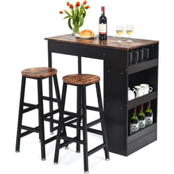 COSTWAY Table Haute Cuisine avec Tabouret, Mange-Debout avec 3 Étagères, Hauteur d’Assise 70 Cm, Table de Bar pour Cuisine, Comptoir, Appartement,