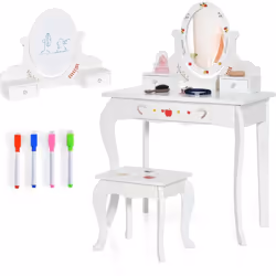 À propos de cet article 【Miroir polyvalent et rotatif à 360° :】Notre coiffeuse enfants est doté d'un miroir double face : un  ...