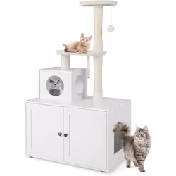 À propos de cet article 【Conception tout-en-1: 】Combinant un arbre à chat et une maison de toilettes pour chat, cette armoire ...