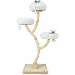 Costway - Arbre à Chat avec Cadre en métal incurvé, Tour à Chat avec 3 perchoirs peluchés et poteaux en sisal, Centre d'activités pour Chat avec
