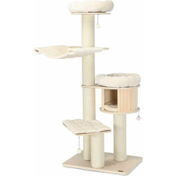 Costway - Grand Arbre à Chat en Bois Massif, Arbre à Chat à Plusieurs Niveaux avec Condo en Bois et Hamac, Tour à Chat avec Poteaux en Sisal, Charge