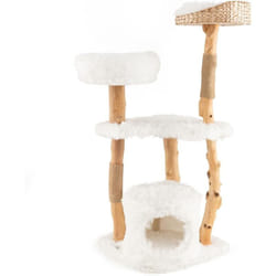 Costway - Arbre à Chat en Bois Massif de 124 cm, Centre d'Activité Multicouche pour Chat avec Griffoirs en Jute et Condo, Tour à Chat avec Perchoir