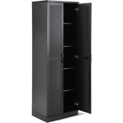 Armoire de Rangement, Armoire Chambre 2 Portes et 4 Étagères, Poignée en Métal, Armoire Multifonctionnelle, 59 x 43,5 x 178cm (Noir) - Costway