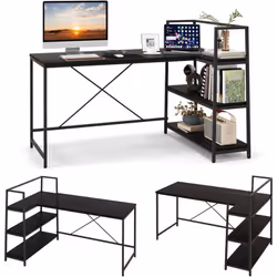 À propos de cet article 【Bureau d’angle et étagères réversibles :】Ce bureau d'ordinateur en forme de ‘L’ profite d'un design  ...