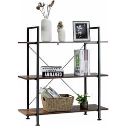 Costway - Bibliothèque à 3 Niveaux, Étagère Industrielle avec Cadre en Métal, Présentoir Polyvalent, Organisateur de Rangement pour Salon, Chambre,