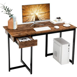 Costway - Bureau d'Ordinateur Industriel 120 x 55 cm, Table avec Tiroir, Design Élégant, Postes de Travail pour Bureau, Salon, Chambre, Facile à