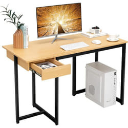 Costway - Bureau d'Ordinateur 120 x 55 cm, Table avec Tiroir, Design Élégant, Postes de Travail pour Bureau, Salon, Chambre, Facile à Assembler, 120