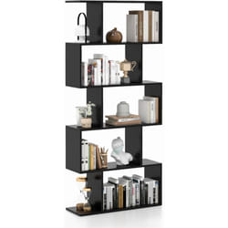 Costway - Bibliothèque en Forme de s, Étagère à 5 Niveaux, Meuble de Rangement avec Anti-basculement, 70 x 23,5 x 158 cm, pour Salon, Chambre,