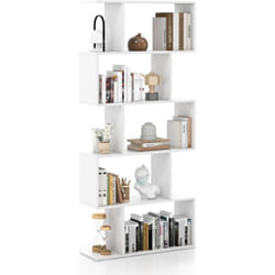 Costway - Bibliothèque en Forme de s, Étagère à 5 Niveaux, Meuble de Rangement avec Anti-basculement, 70 x 23,5 x 158 cm, pour Salon, Chambre,