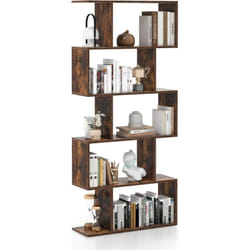 Costway - Bibliothèque Industrielle en Forme de s, Étagère à 5 Niveaux, Meuble de Rangement avec Anti-basculement, 70 x 23,5 x 158 cm, pour Salon,
