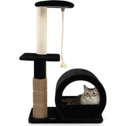 Costway - Arbre à Chat à 3 Niveaux, Tour à Chat en Peluche avec Poteaux en Sisal et Poteau eva, Centre d'Activité pour Chatons avec Condo et Corde