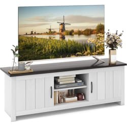 Costway - Meuble tv avec 2 Placards 2 Compartiments, Banc tv pour tv Jusqu'à 65 Pouces, 2 Trous de Gestion des Câbles, pour Salon, Chambre, 90 x 39 x