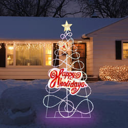 Costway - Décoration de Noël Colorée de 170 cm, Sapin de Noël Pré-éclairé avec 216 Lumières led 6 Modes d'Éclairage, pour Intérieur Extérieur, Fête,