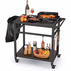 À propos de cet article 【Conception polyvalente】Le chariot de grill mobile est parfait pour une utilisation intérieure et ext ...