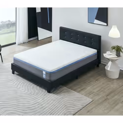 Ensemble MATELAS + LIT (140x200cm)- YPSILON (SOUPLE) 28cm Latex Naturel & Mémoire de Forme + Sommier & tête de lit revêtement ...